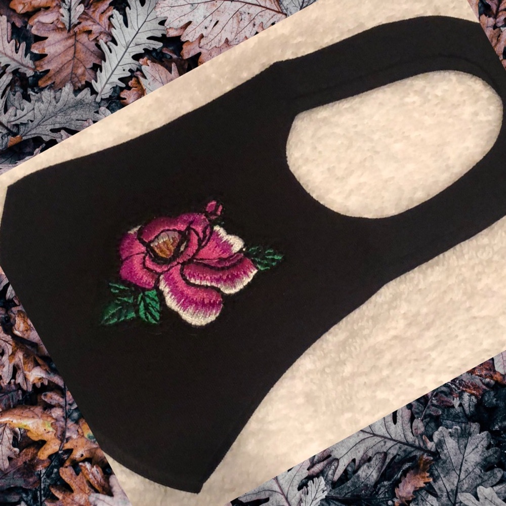Embroidered Rose Face Mask Comfortable